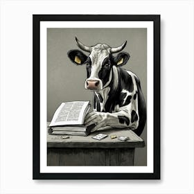 Cow Reading A Book 1 Affiche