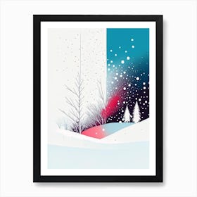 Snowfall, Snowflakes, Minimal Line Drawing 1 Art Print