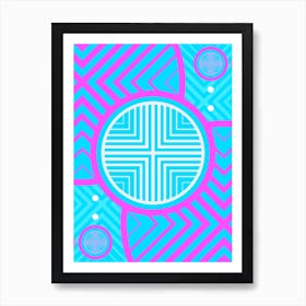 Geometric Glyph in White and Bubblegum Pink and Candy Blue n.0018 Art Print