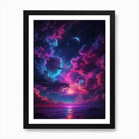 Cloudy Night Sky Print Art Print