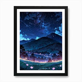 Night Sky Anime aesthetic 4 Art Print