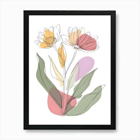 Flowers On A White Background 7 Art Print