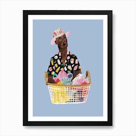 Woman In A Basket 18 Art Print