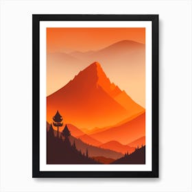 Misty Mountains Vertical Background In Orange Tone 7 Art Print