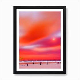 Haeundae Beach, Busan, South Korea Pink Beach Art Print