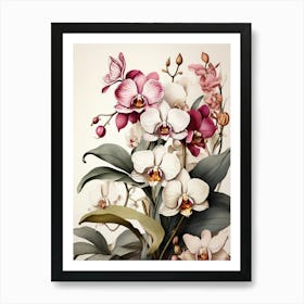 Orchids Flower Illustration Art Print 0 Art Print