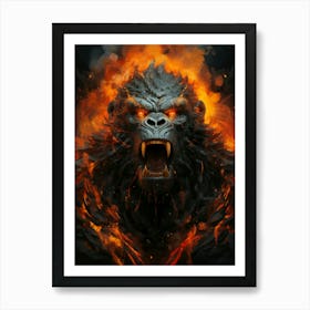 Gorilla In Flames 1 Art Print