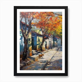 Painting Of Seoul South Korea With A Cat In The Style Of Impressionism 3 Art Print