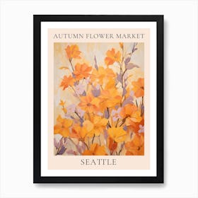 Autumn Flower Market Poster Seattle Art Print