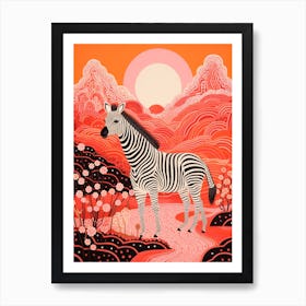 Zebra Orange & Pink Pattern 1 Art Print