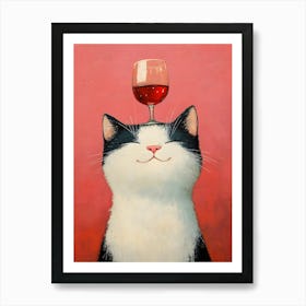 Cat Balances Wine 5 Art Print