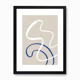 Abstract blue and white lines on textured paper Art Print