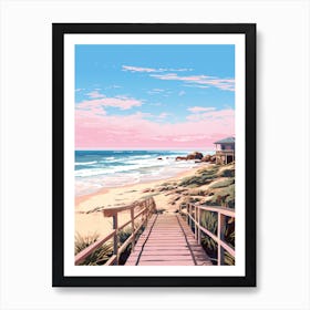 An Illustration In Pink Tones Of  Grange Beach Australia 2 Art Print