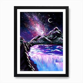 Galaxy Mountains Art Print