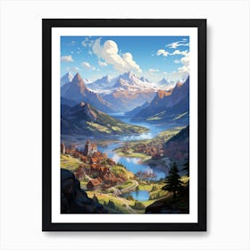 Village In The Mountains Art Print