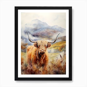 Ochre Colour Scheme Mountain Cow 2 Art Print
