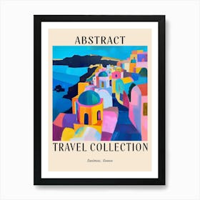 Abstract Travel Collection Poster Santorini Greece 3 Art Print