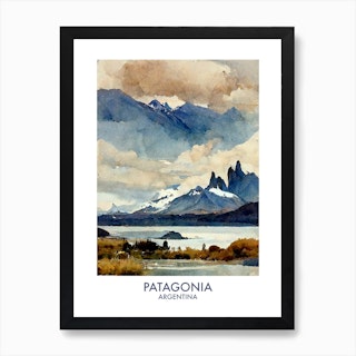 Argentina Patagonia Watercolour Travel Art Print