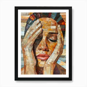 Woman With Her Hands On Her Face 2 Art Print