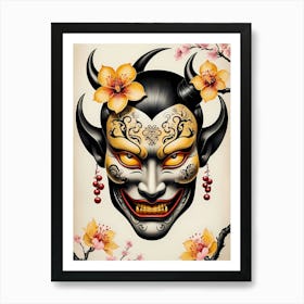 Floral Irezumi The Traditional Japanese Tattoo Hannya Mask (43) Art Print