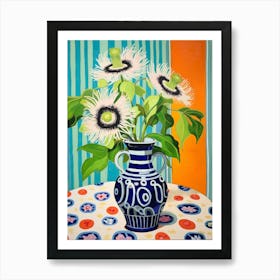 Flowers In A Vase Still Life Painting Passionflower 3 Art Print