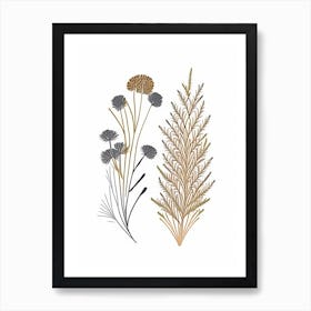 Caraway Seeds Spices And Herbs Minimal Line Drawing 3 Art Print
