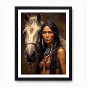 Muskogee Creek Native American Woman With A Horse Art Print