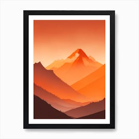 Misty Mountains Vertical Composition In Orange Tone 291 Art Print