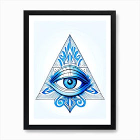 Pineal Gland, Symbol, Third Eye Blue & White 3 Poster