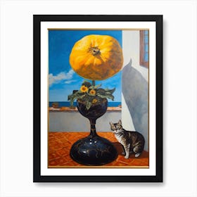 Sunflower With A Cat 3 Dali Surrealism Style Art Print