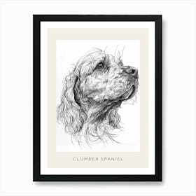 Clumber Spaniel Dog Line Sketch 2 Poster Art Print