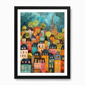 Kitsch Colourful Paris 2 Art Print