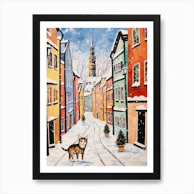 Cat In The Streets Of Krakow   Poland With Snow 1 Art Print