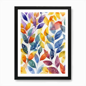 Watercolor Leaves Seamless Pattern 2 Art Print