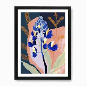 Colourful Flower Illustration Bluebonnet 2 Art Print