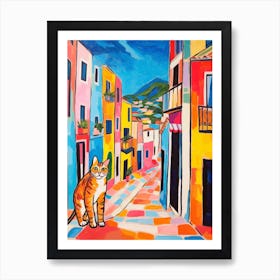 Painting Of A Cat In Palma De Mallorca Spain 4 Art Print