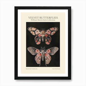 Velvet Butterflies Collection Night Butterflies William Morris Style 8 Poster