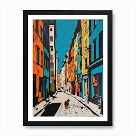 Painting Of A Vienna With A Cat In The Style Of Of Pop Art 3 Art Print