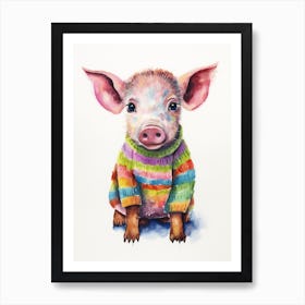 Baby Animal Wearing Sweater Pig 1 Art Print