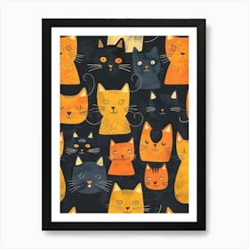 Repeatable Artwork With Cute Cat Faces 13 Art Print