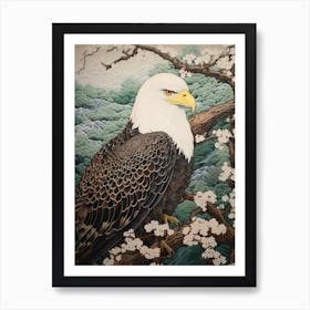Ohara Koson Inspired Bird Painting Bald Eagle 2 Art Print