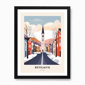 Vintage Winter Travel Poster Reykjavik Iceland 4 Art Print