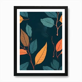 Autumn Leaves Seamless Pattern 9 Art Print