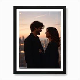 A Contemporary Couple Exchanging Looks That Speak Volumes Of Their Affection Over A Background Of A (1) Art Print