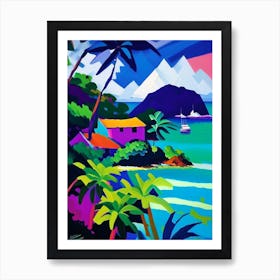 Pulau Kapas Malaysia Colourful Painting Tropical Destination Art Print