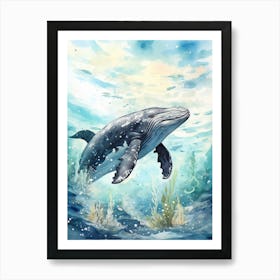 Storybook Illustration Of Whale Art Print