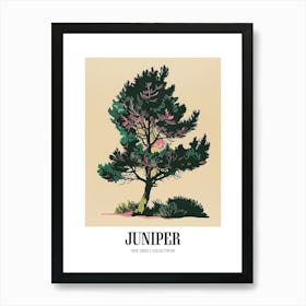 Juniper Tree Colourful Illustration 2 Poster Art Print