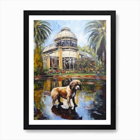 Painting Of A Dog In Royal Botanic Gardens, Melbourne Australia In The Style Of Gustav Klimt 01 Art Print