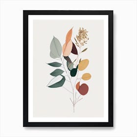 Eucalyptus Spices And Herbs Minimal Line Drawing 2 Art Print