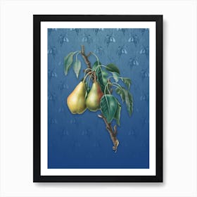 Vintage Lemon Pear Botanical on Bahama Blue Pattern n.1504 Art Print